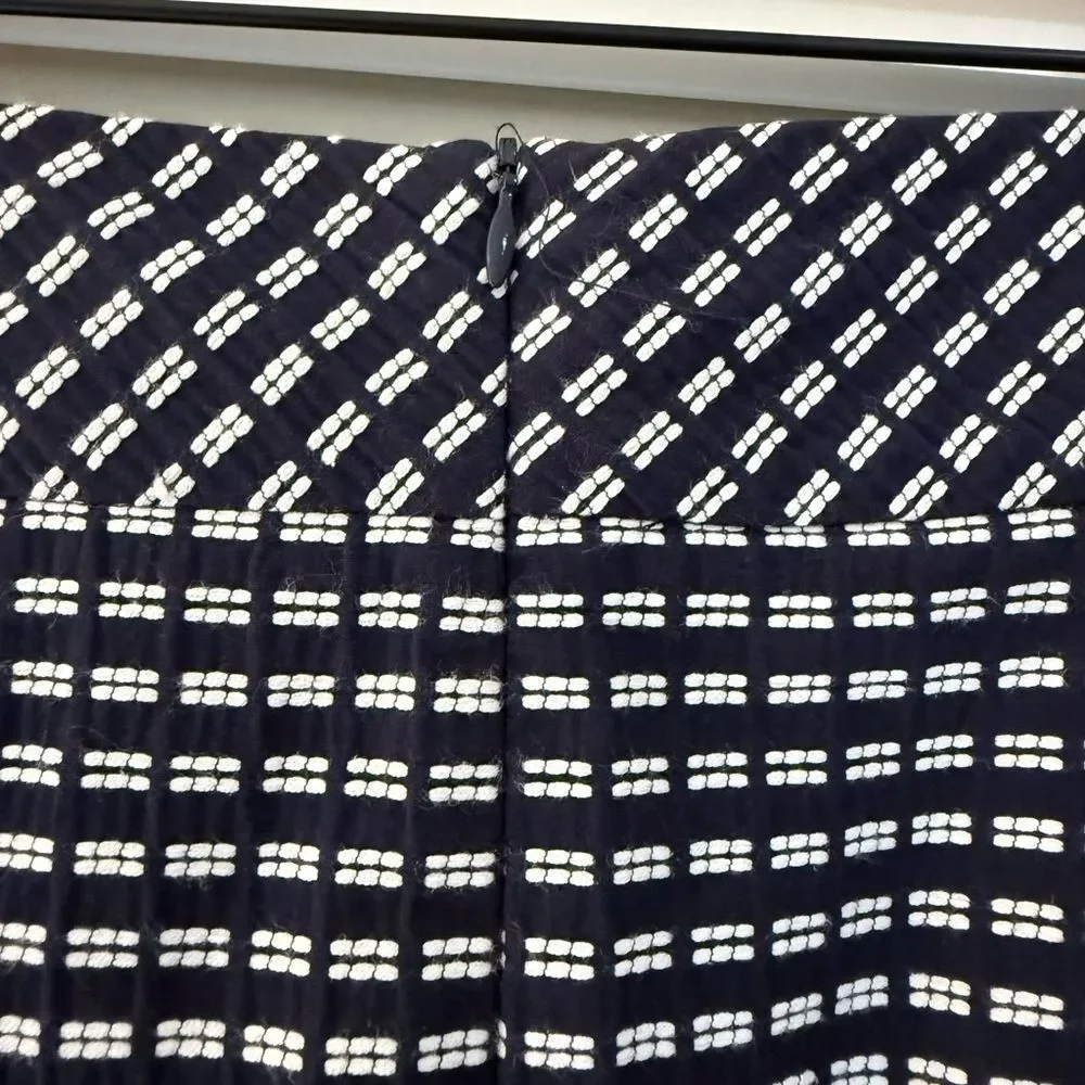 Trina Turk Navy Blue and White Checkered Pencil Skirt